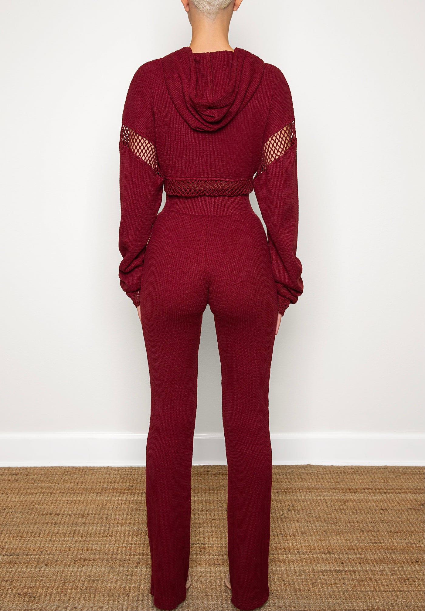 Chocolate Cherry Net Trouser Knit Set